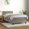 Cama Individual | Cama Para Adultos | Cama Box Spring Con Colchón Terciopelo Gris Claro 90x190 Cm Cfw5273651