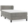 Cama Individual | Cama Para Adultos | Cama Box Spring Con Colchón Terciopelo Gris Claro 90x190 Cm Cfw7952818