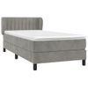 Cama Individual | Cama Para Adultos | Cama Box Spring Con Colchón Terciopelo Gris Claro 90x190 Cm Cfw7952818