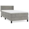 Cama Individual | Cama Para Adultos | Cama Box Spring Con Colchón Terciopelo Gris Claro 90x190 Cm Cfw1577923