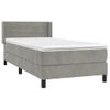 Cama Individual | Cama Para Adultos | Cama Box Spring Con Colchón Terciopelo Gris Claro 90x190 Cm Cfw1577923