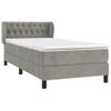 Cama Individual | Cama Para Adultos | Cama Box Spring Con Colchón Terciopelo Gris Claro 90x190 Cm Cfw1241290