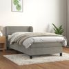 Cama Individual | Cama Para Adultos | Cama Box Spring Con Colchón Terciopelo Gris Claro 90x190 Cm Cfw9328325