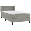 Cama Individual | Cama Para Adultos | Cama Box Spring Con Colchón Terciopelo Gris Claro 90x190 Cm Cfw9328325