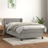 Cama Individual | Cama Para Adultos | Cama Box Spring Con Colchón Terciopelo Gris Claro 90x190 Cm Cfw1797086