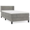 Cama Individual | Cama Para Adultos | Cama Box Spring Con Colchón Terciopelo Gris Claro 90x190 Cm Cfw1797086