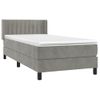 Cama Individual | Cama Para Adultos | Cama Box Spring Con Colchón Terciopelo Gris Claro 90x190 Cm Cfw1797086