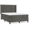 Cama Doble | Cama Para Adultos | Cama Box Spring Con Colchón Terciopelo Gris Oscuro 140x190 Cm Cfw3809407