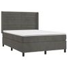 Cama Doble | Cama Para Adultos | Cama Box Spring Con Colchón Terciopelo Gris Oscuro 140x190 Cm Cfw3809407