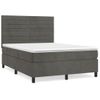 Cama Doble | Cama Para Adultos | Cama Box Spring Con Colchón Terciopelo Gris Oscuro 140x190 Cm Cfw6967716