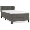 Cama Individual | Cama Para Adultos | Cama Box Spring Con Colchón Terciopelo Gris Oscuro 90x190 Cm Cfw9964819