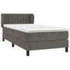 Cama Individual | Cama Para Adultos | Cama Box Spring Con Colchón Terciopelo Gris Oscuro 90x190 Cm Cfw9964819