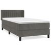 Cama Individual | Cama Para Adultos | Cama Box Spring Con Colchón Terciopelo Gris Oscuro 90x190 Cm Cfw8377136