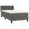 Cama Individual | Cama Para Adultos | Cama Box Spring Con Colchón Terciopelo Gris Oscuro 90x190 Cm Cfw8377136