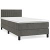 Cama Individual | Cama Para Adultos | Cama Box Spring Con Colchón Terciopelo Gris Oscuro 90x190 Cm Cfw6621429