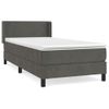 Cama Individual | Cama Para Adultos | Cama Box Spring Con Colchón Terciopelo Gris Oscuro 90x190 Cm Cfw2119629