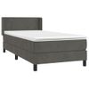 Cama Individual | Cama Para Adultos | Cama Box Spring Con Colchón Terciopelo Gris Oscuro 90x190 Cm Cfw2119629