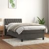 Cama Individual | Cama Para Adultos | Cama Box Spring Con Colchón Terciopelo Gris Oscuro 90x190 Cm Cfw6855498