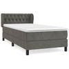 Cama Individual | Cama Para Adultos | Cama Box Spring Con Colchón Terciopelo Gris Oscuro 90x190 Cm Cfw5435757