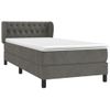 Cama Individual | Cama Para Adultos | Cama Box Spring Con Colchón Terciopelo Gris Oscuro 90x190 Cm Cfw5435757