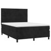 Cama Doble | Cama Para Adultos | Cama Box Spring Con Colchón Terciopelo Negro 140x190 Cm Cfw9585493