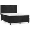 Cama Doble | Cama Para Adultos | Cama Box Spring Con Colchón Terciopelo Negro 140x190 Cm Cfw3118066