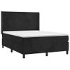 Cama Doble | Cama Para Adultos | Cama Box Spring Con Colchón Terciopelo Negro 140x190 Cm Cfw3118066