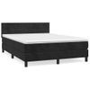 Cama Doble | Cama Para Adultos | Cama Box Spring Con Colchón Terciopelo Negro 140x190 Cm Cfw7387507