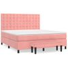 Cama Doble | Cama Para Adultos | Cama Box Spring Con Colchón Terciopelo Rosa 180x200 Cm Cfw6347579