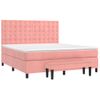 Cama Doble | Cama Para Adultos | Cama Box Spring Con Colchón Terciopelo Rosa 180x200 Cm Cfw6347579