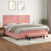 Cama Doble | Cama Para Adultos | Cama Box Spring Con Colchón Terciopelo Rosa 200x200 Cm Cfw7104091