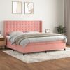 Cama Doble | Cama Para Adultos | Cama Box Spring Con Colchón Terciopelo Rosa 200x200 Cm Cfw7416299