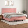 Cama Doble | Cama Para Adultos | Cama Box Spring Con Colchón Terciopelo Rosa 200x200 Cm Cfw2927671