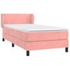 Cama Individual | Cama Para Adultos | Cama Box Spring Con Colchón Terciopelo Rosa 90x190 Cm Cfw1314671