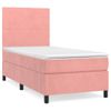 Cama Individual | Cama Para Adultos | Cama Box Spring Con Colchón Terciopelo Rosa 90x190 Cm Cfw2101198