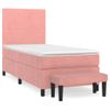 Cama Individual | Cama Para Adultos | Cama Box Spring Con Colchón Terciopelo Rosa 90x190 Cm Cfw9810486