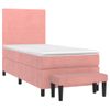 Cama Individual | Cama Para Adultos | Cama Box Spring Con Colchón Terciopelo Rosa 90x190 Cm Cfw9810486