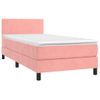 Cama Individual | Cama Para Adultos | Cama Box Spring Con Colchón Terciopelo Rosa 90x190 Cm Cfw3249515