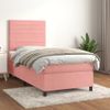 Cama Individual | Cama Para Adultos | Cama Box Spring Con Colchón Terciopelo Rosa 90x190 Cm Cfw4545509