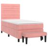 Cama Individual | Cama Para Adultos | Cama Box Spring Con Colchón Terciopelo Rosa 90x190 Cm Cfw7649293