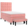 Cama Individual | Cama Para Adultos | Cama Box Spring Con Colchón Terciopelo Rosa 90x190 Cm Cfw5988988