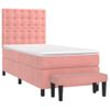 Cama Individual | Cama Para Adultos | Cama Box Spring Con Colchón Terciopelo Rosa 90x190 Cm Cfw5988988