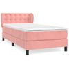 Cama Individual | Cama Para Adultos | Cama Box Spring Con Colchón Terciopelo Rosa 90x190 Cm Cfw7578924