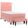 Cama Individual | Cama Para Adultos | Cama Box Spring Con Colchón Terciopelo Rosa 90x190 Cm Cfw1613621