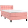 Cama Individual | Cama Para Adultos | Cama Box Spring Con Colchón Terciopelo Rosa 90x200 Cm Cfw2280675