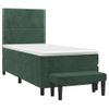 Cama Individual | Cama Para Adultos | Cama Box Spring Con Colchón Terciopelo Verde Oscuro 100x200 Cm Cfw7152085