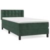 Cama Individual | Cama Para Adultos | Cama Box Spring Con Colchón Terciopelo Verde Oscuro 100x200 Cm Cfw7932435