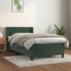 Cama Individual | Cama Para Adultos | Cama Box Spring Con Colchón Terciopelo Verde Oscuro 100x200 Cm Cfw1610323