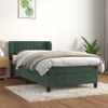 Cama Individual | Cama Para Adultos | Cama Box Spring Con Colchón Terciopelo Verde Oscuro 100x200 Cm Cfw9334454