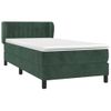 Cama Individual | Cama Para Adultos | Cama Box Spring Con Colchón Terciopelo Verde Oscuro 100x200 Cm Cfw9334454